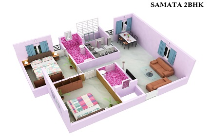 Dreamz-Samata-2BHK-Flat-Design